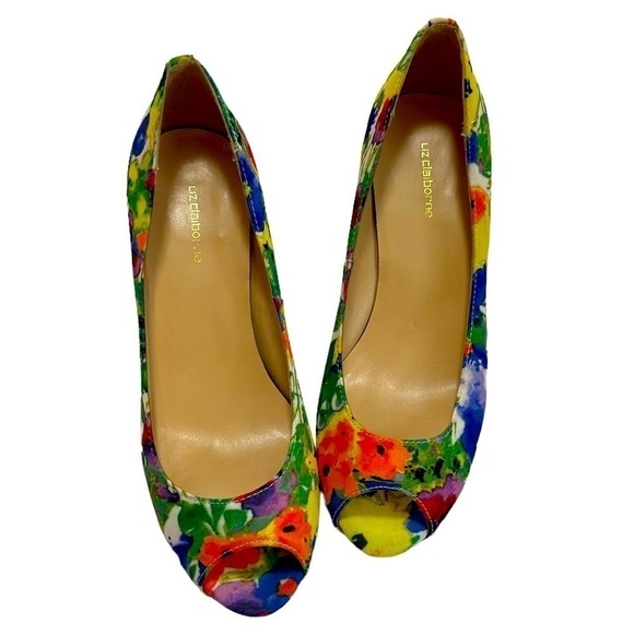 EUC Liz Claiborne Floral Peep Toe Pumps With Hidden Platform For Comfort, Sz 6.5 - Picture 4 of 16